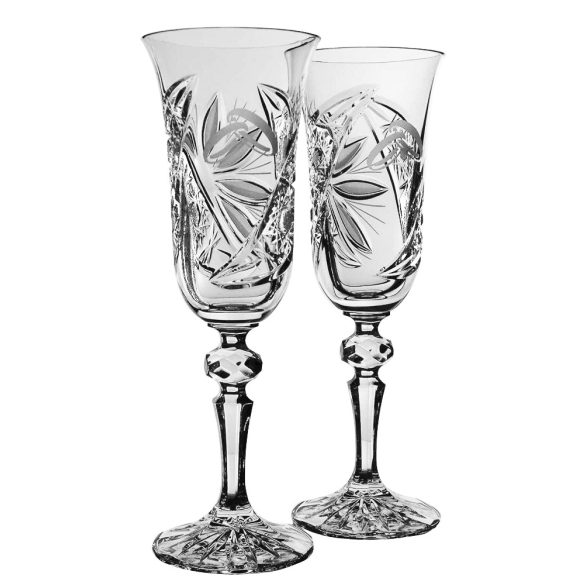 Liliom * Lead crystal Champagne flute set of 2 for weddings (11698)