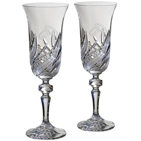Fire * Crystal Crystal Champagne flute set for wedding (2 pcs) (LGyű18698)