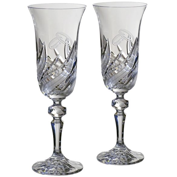 Fire * Crystal Crystal Champagne flute set for wedding (2 pcs) (LGyű18698)