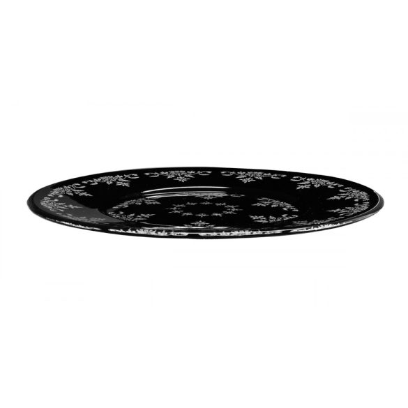Small Flowers * Crystal Flat cake plate in black color 32 cm (19601)